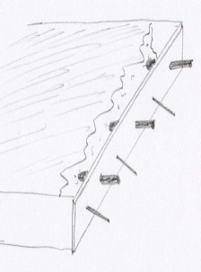 Schéma du coffrage d'un joint transversal de construction (fin de journée).